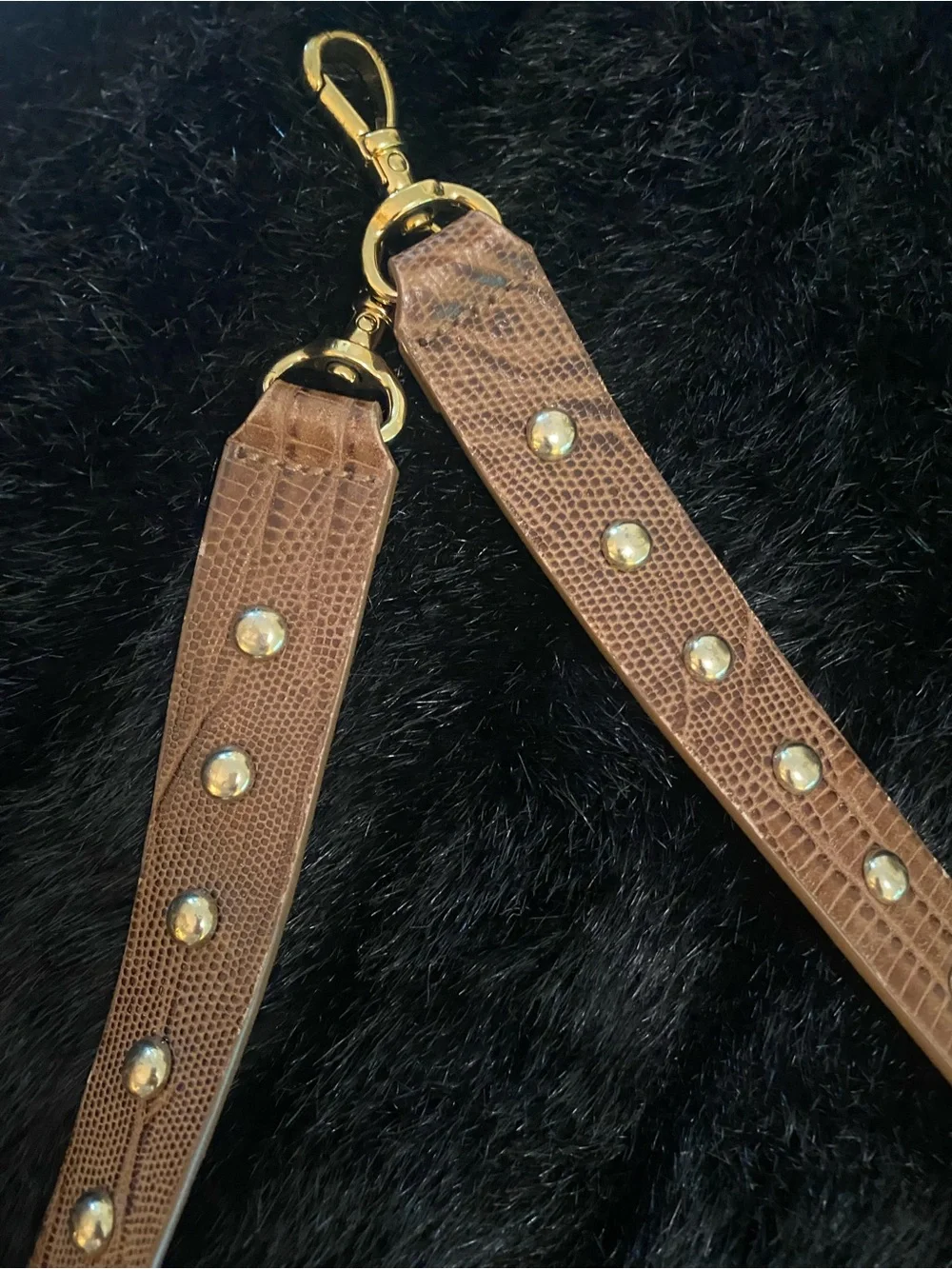 Studded Brown Leather Strap for Women - Adjustable Crossbody Replacement